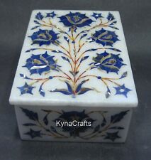 5 x 3.5 Inches White Marble Jewelry Box Floral Design Inlay Work Bangle Box picture