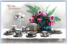 1932 RPPC HANDCOLORED CHINA DINNERWARE CRYSTAL CANDY DISH SWEDISH POSTCARD picture