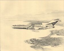 DELTA AIRLINES BOEING B-727 vintage airplane art print FRED TAKASUMI (1979) picture