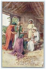 Christmas Postcard Religious Baby Jesus Born This Happy Morning Tuck's Antique picture