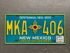 NEW MEXICO LICENSE PLATE TURQUOISE CENTENNIAL/LAND OF ENCHANTMENT MKA-406 2017😎 picture