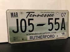2007 Tennessee License Plate Rutherford J05 55A picture
