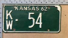 1962 Kansas license plate KW-54 YOM DMV Kiowa Ford Chevy Dodge 14506 picture