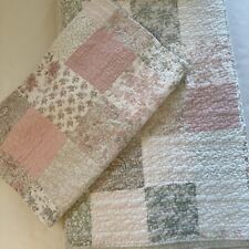 2 Pc Vtg Laura Ashley Patchwork Farmhouse Style Quilt + Sham Pink Green Pastels picture