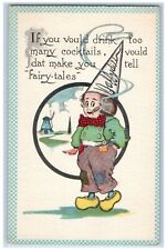 Dutch Kid Postcard Smoking Cigarette Daffydill Hat Windmill Scene c1910's picture