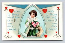 Valentines Day, If Only We Cared, If Only We Dared, Embossed, Vintage Postcard picture