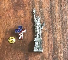 Decor New York Monument Statue of Liberty Figurine Paperweight Office & Pin New. picture