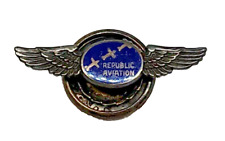 VTG Republic Aviation Employee Service Wing Pin Blue Enamel Sterling Silver  picture