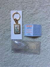Vintage 1980s Virgin Mary Gold Plated on Silver Keychain Key Ring Hangtag Italy picture