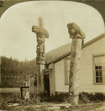 Keystone Stereoview Totems, Fort Wrangell, AK of Rare Indian 100 Card Set #2 LC picture