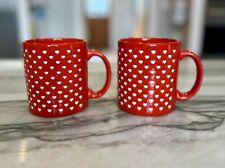 Set of Two Vintage Waechtersbach Red W/White Mini Hearts Coffee Mugs EUC Germany picture