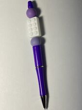NEW Beaded Ink Pens Custom Penpal Stationery Ballpoint Lego Purple White picture