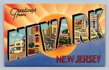 Greetings from Newark, NJ Tichnor Large Letter New Jersey Postcard picture