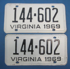 Matched Pair 1969 Virginia License Plates DMV cleared for vintage registration picture