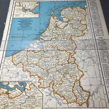 1940's  Netherlands Belgium Luxenbourg atlas Map Vintage before end of WW2 picture