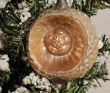 Vintage Blown Glass Indent Round Christmas Ornament Germany 1930s-40s Pink picture