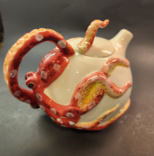Octopus Teapot Ceramics Red Decorative Animal Tea Pot Decor by Blue Sky New picture