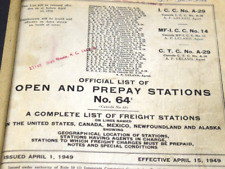 1949 Official List Open & Prepay Stations No 64 Freight Stations List Railroad picture