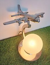 Silver Aircraft Model Top Globe Desk Lamp Home Decor Lighting Small Bedside Lamp picture