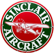 VINTAGE SINCLAIR AIRCRAFT PORCELAIN SIGN GAS STATION MOTOR OIL AIRCRAFT LUBESTER picture