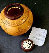 Antique Gourd white Bone Medallion written note inside ~ 1796-1820 Chia-Ching picture