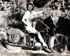  Vintage Harley-Davidson with Pin-up Beautiful Woman 8x10 Photo 8 picture