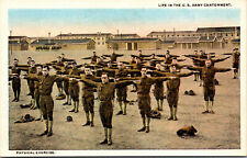 Vtg Life in US Army Cantonment Physical Exercise WWI Era Military Postcard picture