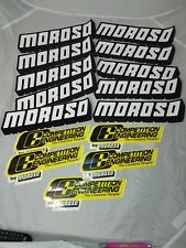 Lot 15 RACING DECALS Moroso Bumper Stickers B&W,  Competition Engineering Yellow picture