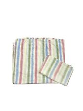 Vintage Percale Sheets Set Full Size 1980s Colorful Stripe Retro Bedding picture