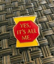 VINTAGE 1980'S SLOGAN YES, IT'S ALL ME FUNNY RED YELLOW ENAMEL PIN RARE L@@K picture