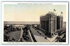 Chicago Illinois IL Postcard Bird's Eye View Of Hotel Del Prado Building c1940's picture