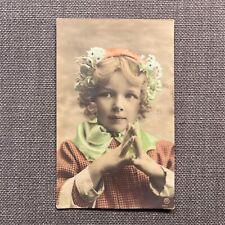 Antique Postcard Rppc Hand Tinted Girl Fashion Dress Hat Blonde Hair Bulgaria picture