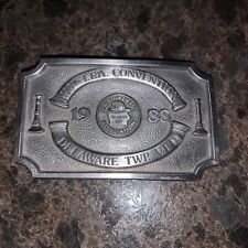 Vtg 1988 Iowa Fireman’s Association Belt Buckle - Delaware Twp VFD picture