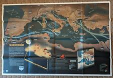 1944 giant WWII Navy War Map Mediterranean 39