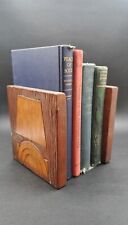 Vintage Homemade Hand Carved Wooden Bookends w/ Metal Bases Mid Century Abstract picture