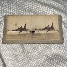 Antique Stereoview Card Photo The Battleship Illinois Naval Exhibit World Fair picture