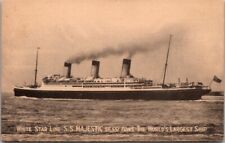 S.S. Majestic White Star Line The World's Largest Ship Boat Steamship Postcard picture