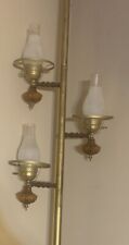 VTG Mid Century Modern Tension Pole Lamp W/Amber Glass Shades Retro 1960's picture