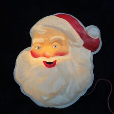 RARE 1950s Blowmold Celluloid Santa Face 16” Tall Hanging Flatback picture