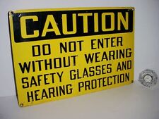 COOL LARGE HEAVY ORIG. CAUTION SIGN  WEAR HEARING PROTECTION COOL DECOR PIECE  picture