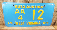 VINTAGE 1997 WEST VIRGINIA Dealer-AUTO AUCTION license plate Tag MAN CAVE picture