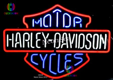 RARE Blue New Harley Davidson H-D Motorcycle Bike Real Glass Neon Sign Bar Light picture