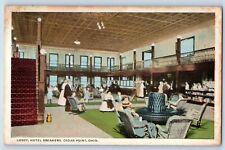 Cedar Point Ohio Postcard Lobby Hotel Breakers Interior Building c1920 Vintage picture