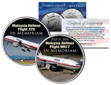 MALAYSIA AIRLINES FLIGHT 370 & MH17 In Memoriam JFK Half Dollar Colorized Coin picture