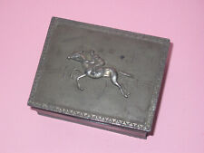 Vintage ASA Equestrian Horse & Jockey Metal Box ~ 1930's ~ No Wood Inside picture
