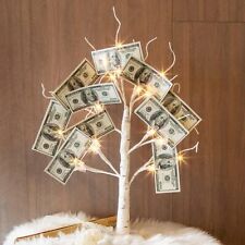 Money Tree Gift Holder Lighted Birch Battery USB Powered Timer 2FT 24LED Display picture
