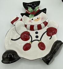 Fitz & Floyd Snowman Frosty Chip & Dip all in one Plate Platter Cheers 12