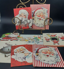 Lot Vintage Christmas Scrap Greeting Card SANTA CLAUS 1930s 40s Hanging Ornament picture