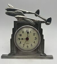 Vintage Metal Airplane Desk Clock Quartz Made In USA  picture
