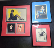 Three Framed Artworks 1930s FLAPPER PINUP GIRLS Real Lithographs BEAUTIFUL picture